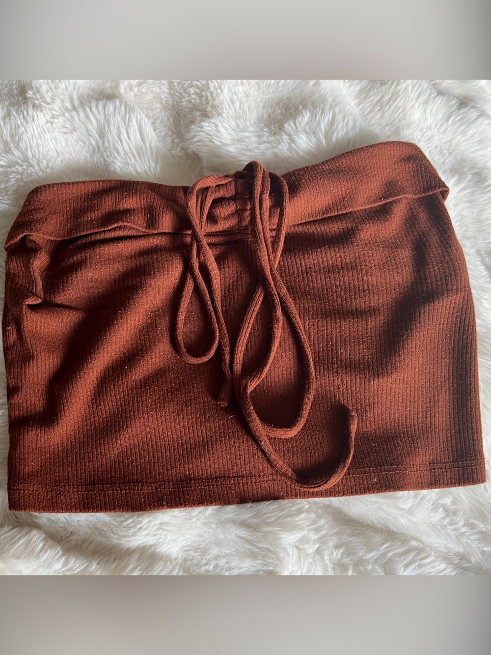 wild fable Rust Mini Ribbed Drawstring Tube Top